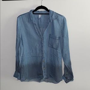 Ombre blue button up blouse